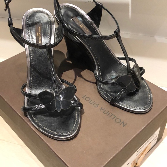 Louis Vuitton, Shoes, Louis Vuitton Butterfly Night Soho Wedge Sandal